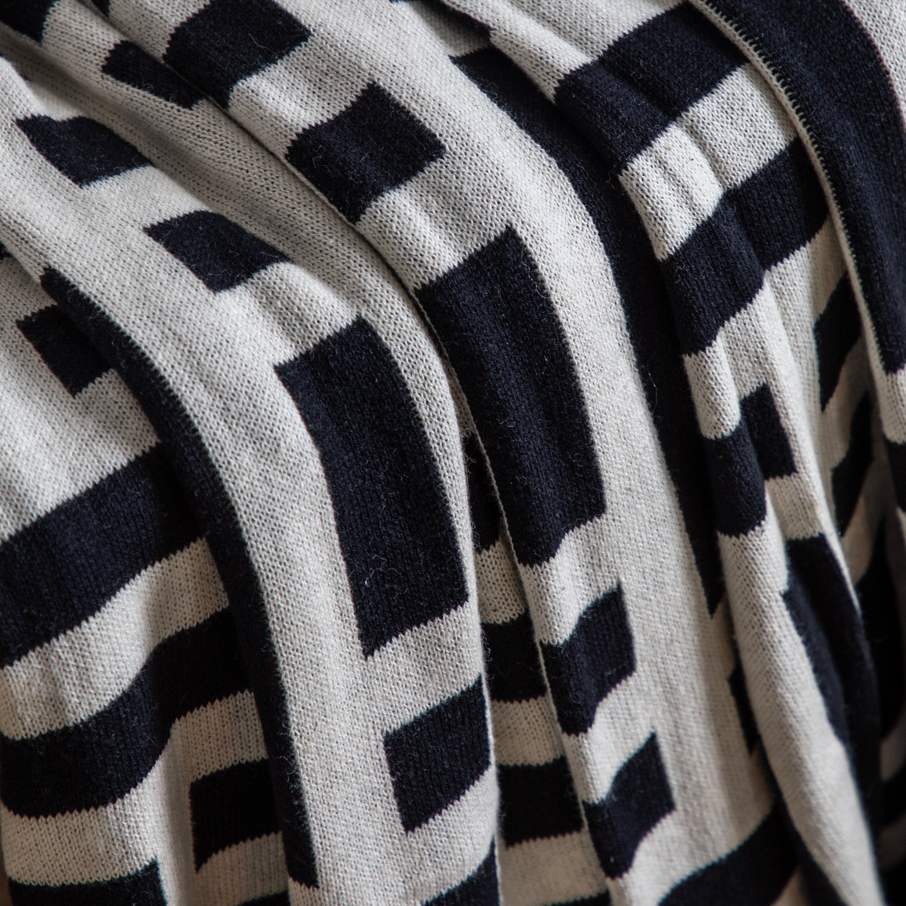 Mayfair Black Aztec Knitted Tassel Throw